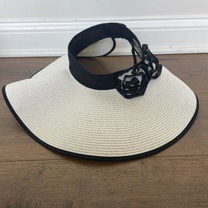 THE HATTER COMPANY Women's Floppy Wide Brim Beach Sun Hat Black White Packable